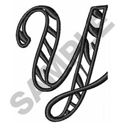 Zebra Script Y - 4x4 script beginner-friendly embroidery design for kitchen tea towels