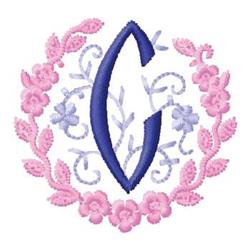 beginner-friendly leaf machine embroidery pattern - Monogram C for decorative pillow covers