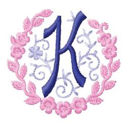 Monogram K - 4x4 leaf beginner-friendly machine embroidery design for kitchen aprons