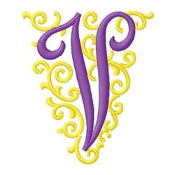 beginner-friendly monogram machine embroidery pattern - Monogram V for reusable tote bags