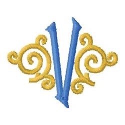 Monogram V - 4x4 monogram quick stitch machine embroidery design for kitchen tea towels