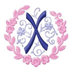 beginner-friendly leaf machine embroidery pattern - Monogram X for kitchen tea towels