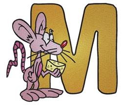 Big M Mouse - 6x10 mouse detailed machine embroidery design for cute baby onesies