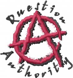 Question Authority - authority detailed machine embroidery design for Jacket Patches