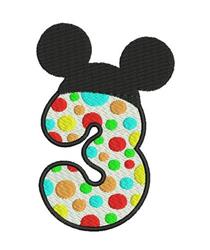detailed three machine embroidery pattern - Mickey Mouse Three for reusable tote bags