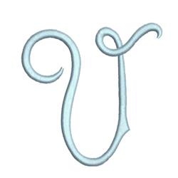 quick stitch script machine embroidery pattern - Classic Script U for kitchen tea towels