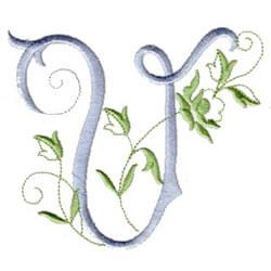 Rose Script U - 5x7 rose beginner-friendly embroidery design for decorative pillow covers