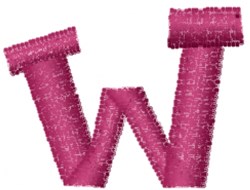 quick stitch lowercase machine embroidery pattern - Dot Lowercase w for kitchen tea towels