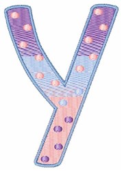 Polka Dot Lowercase y - 4x4 lowercase quick stitch embroidery design for Lunch Boxes