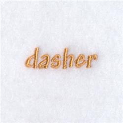 Dasher Text - 4x4 reindeer quick stitch embroidery design for kitchen tea towels