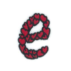 beginner-friendly valentine case machine embroidery pattern - Hearts Lower Case E for reusable tote bags