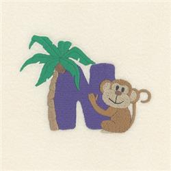 Monkey N - 4x4 monkey detailed machine embroidery design for Kids Backpacks