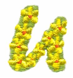 Daisychain Letter U - 4x4 daisy quick stitch embroidery design for decorative pillow covers