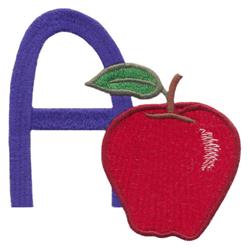 Letter A - Apple - 4x4 leaf beginner-friendly embroidery design for Backpacks