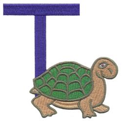 detailed turtle machine embroidery pattern - Letter T - Turtle for reusable tote bags