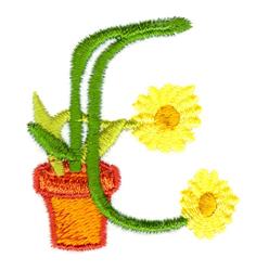 letter beginner-friendly machine embroidery - Potted Flower Letter E for decorative pillow covers