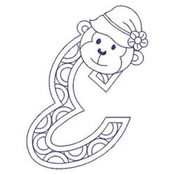 Monkey Letter E - 4x4 letter quick stitch machine embroidery design for Garden Decor
