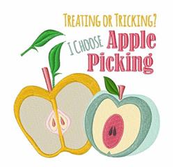 detailed halloween leaf machine embroidery pattern - Apple Picking for reusable tote bags