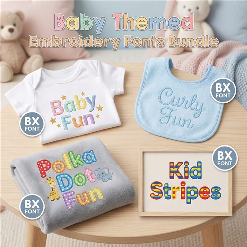 Baby Themed Embroidery Fonts Bundle Baby Themed Embroidery Fonts Bundle