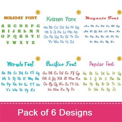 Script & Block Embrilliance Embroidery Font Bundle - Playful Decorative & Casual Lettering (6 Fonts) - BX font