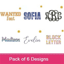 Vintage Whimsy Collection Embroidery Font Bundle - Playful Vintage Script & Block Lettering (6 Fonts) - BX font