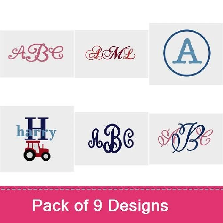 Perfectly Monogramed Embroidery Font Bundle - Elegant Scripts & Playful Lettering (9 Fonts) - Home Format, PES, DST & 7 formats