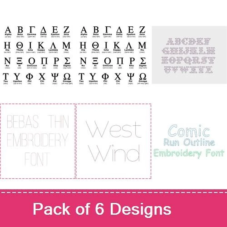 Funky Fonts Embroidery Font Bundle - Various Lettering Styles (6 Fonts) - PES, DST & 7 formats