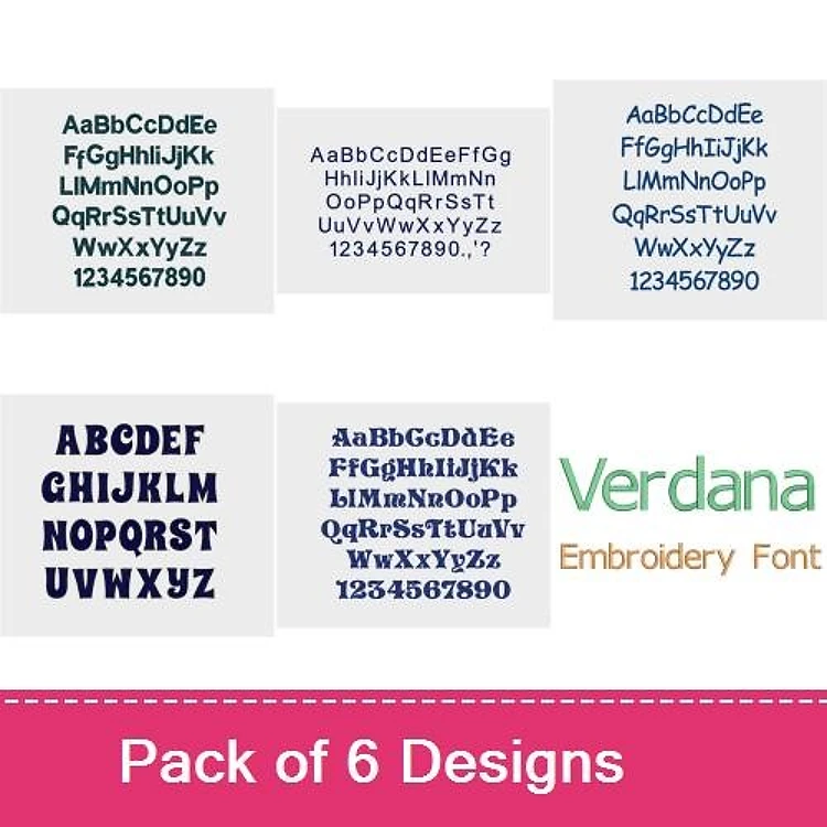Simple & Decorative Embroidery Font Bundle - Classic Block & Script Styles (6 Fonts) - Home Format, PES, DST & 7 formats