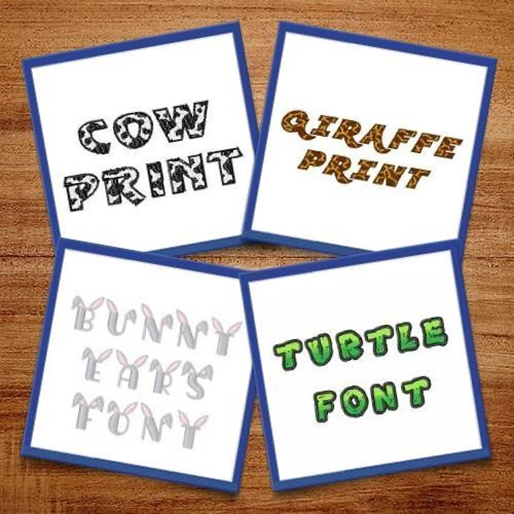 All About Animals Fonts Embroidery Font Bundle - Playful Animal-themed Lettering (4 Fonts) - BX font, PES & 12 formats