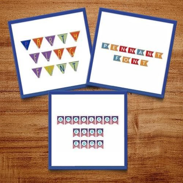Banners and Bunting Fonts Embroidery Font Bundle - Playful Decorative & Block Lettering (3 Fonts) - BX font, PES & 12 formats
