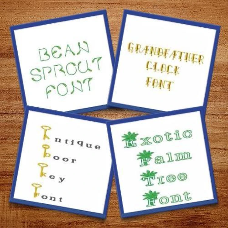 Specialty Fun Fonts Embroidery Font Bundle - Playful Themed Alphabets (4 Fonts) - BX font, PES & 12 formats
