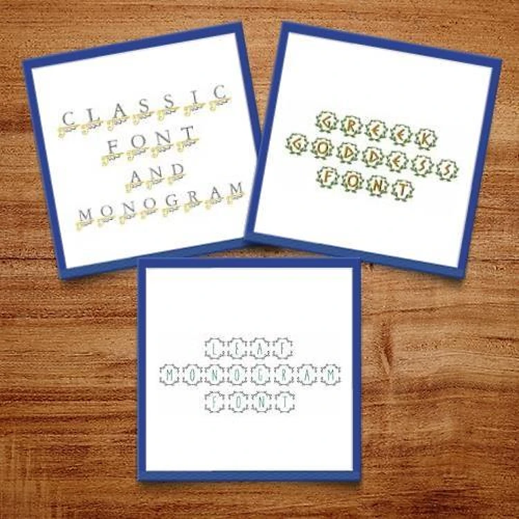 Decorative Framed Fonts Embroidery Font Bundle - Elegant Scripts & Monogram Lettering (3 Fonts) - BX font, PES & 12 formats