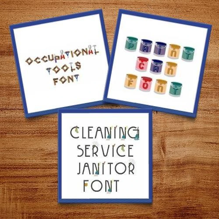 Occupational Fonts Embroidery Font Bundle - Playful Occupational Themed Lettering (3 Fonts) - BX font, PES & 12 formats
