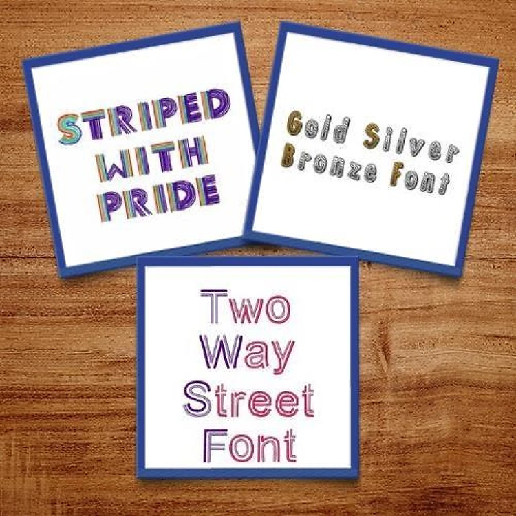Striped & Proud Embroidery Font Bundle - Striped and Playful Lettering (3 Fonts) - BX font, PES & 12 formats