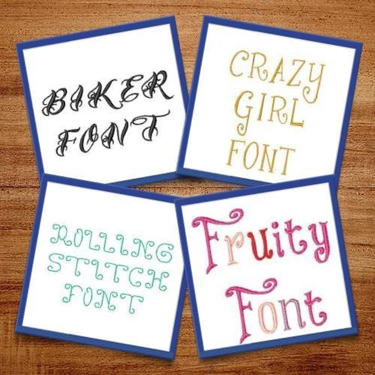 Swirly & Fruity Embroidery Font Bundle - Playful Script & Decorative Lettering (5 Fonts) - BX font, PES & 12 formats
