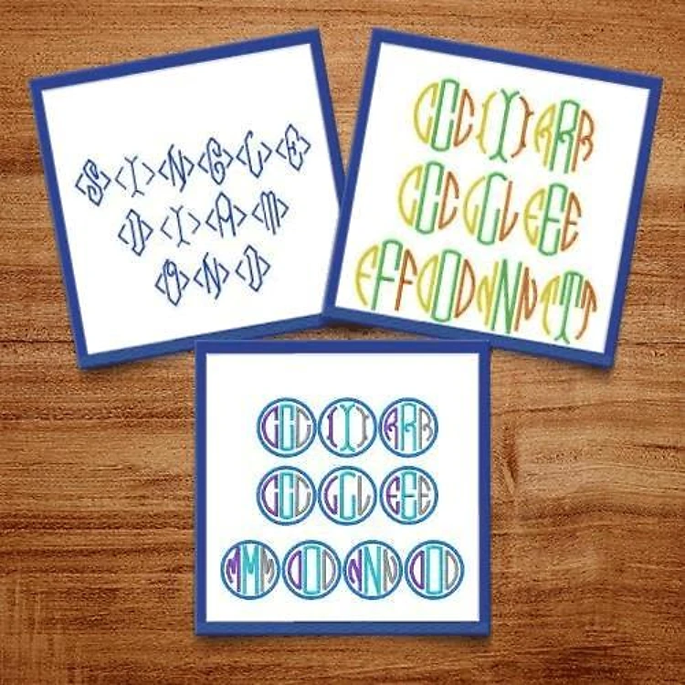 Monograms Embroidery Font Bundle - Elegant Monogram & Decorative Lettering (3 Fonts) - PES, DST & 9 formats