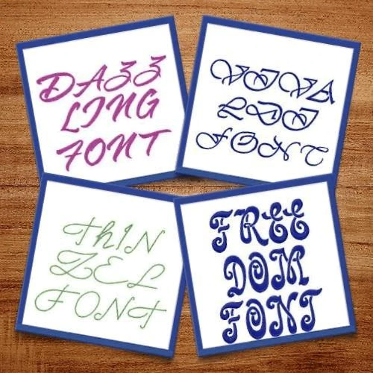 Script III Embroidery Font Bundle - Elegant Artistic Script Styles (4 Fonts) - PES, DST & 9 formats