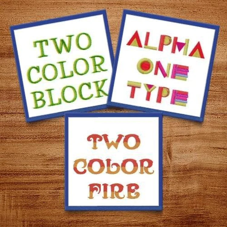 2 Color Fonts Embroidery Font Bundle - Playful Block & Decorative Styles (3 Fonts) - PES, DST & 9 formats