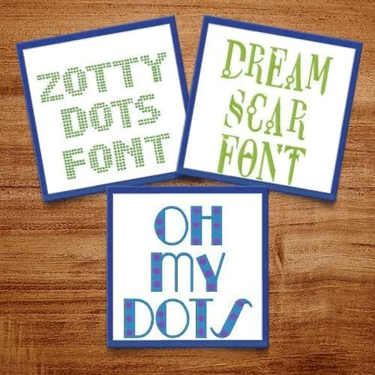 Dotty Fonts Embroidery Font Bundle - Playful Dot-Themed Lettering (3 Fonts) - Home Format, PES, DST & 9 formats