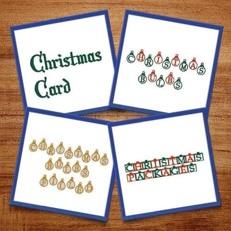 Christmas Holiday Embroidery Font Bundle - Elegant Script & Decorative Lettering (5 Fonts) - PES, DST & 9 formats