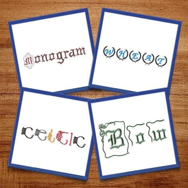 Decorative Embroidery Font Bundle - Elegant Monogram & Celtic Lettering (4 Fonts) - PES, DST & 9 formats