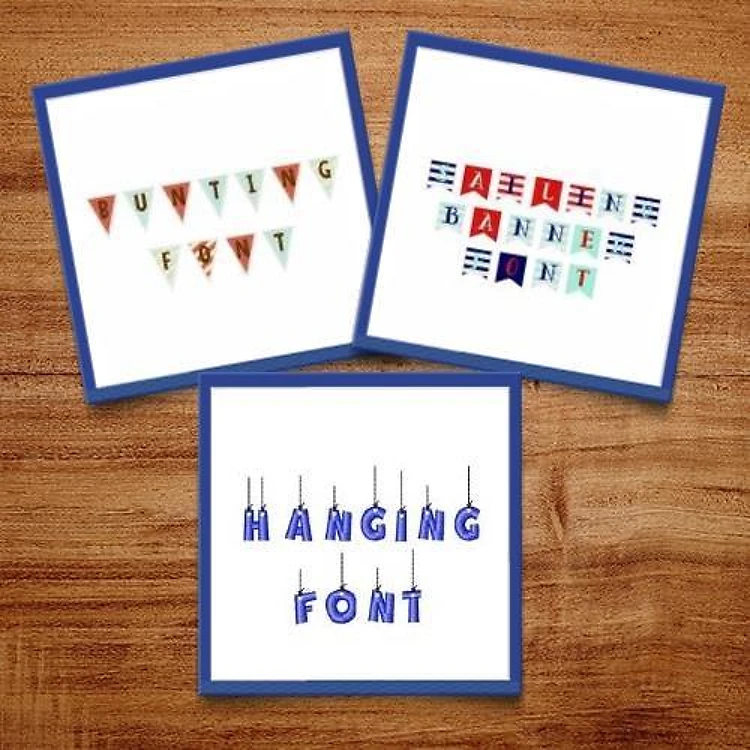 Banners Embroidery Font Bundle - Playful Decorative Lettering Styles (3 Fonts) - BX font, PES & 12 formats