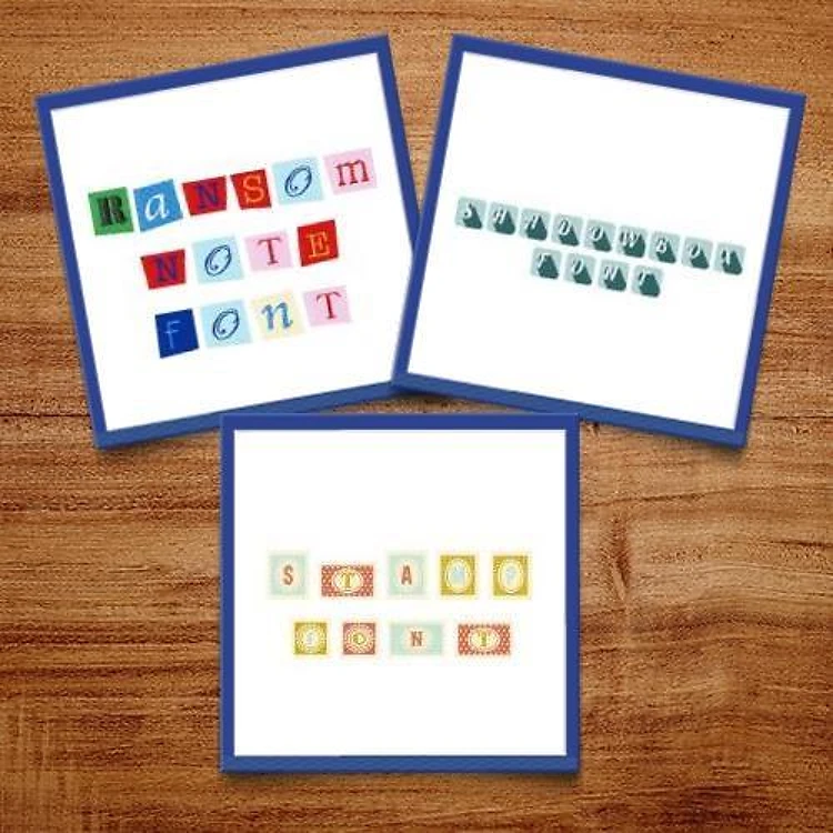 Block Letters Embroidery Font Bundle - Playful Ransom Note Style (3 Fonts) - BX font, PES & 12 formats