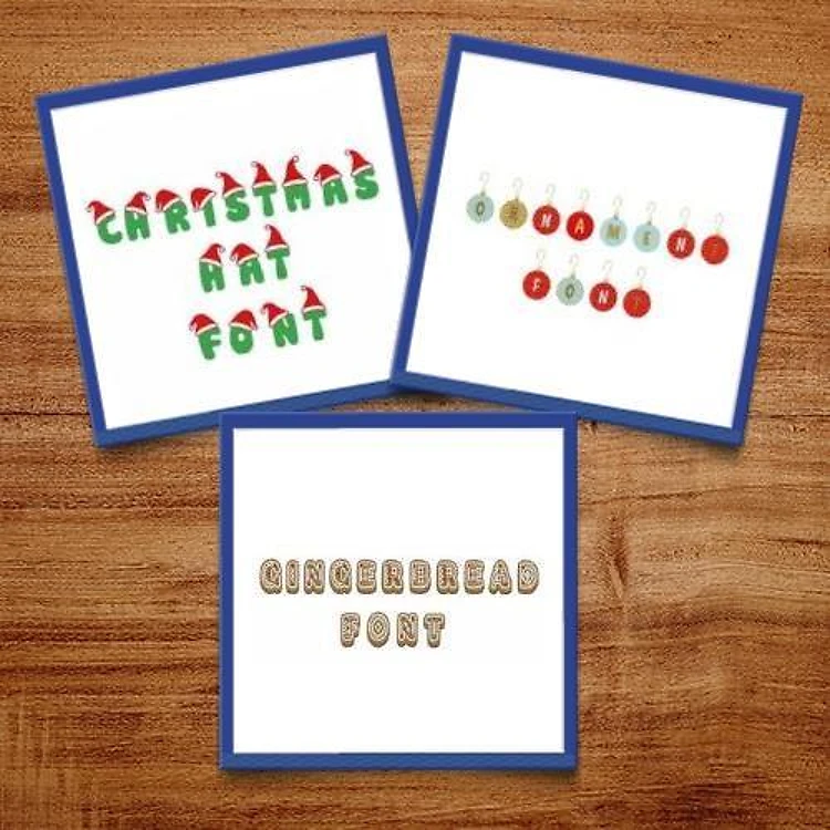 Christmas Pack 2 Embroidery Font Bundle - Playful Decorative Christmas Fonts (3 Fonts) - BX font, PES & 12 formats