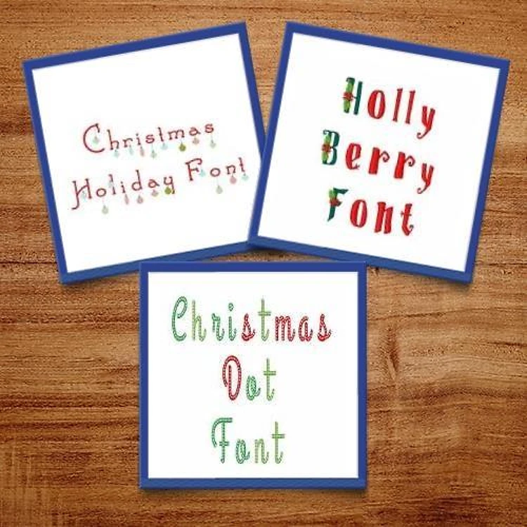 Christmas Pack 3 Embroidery Font Bundle - Festive Decorative Styles (3 Fonts) - BX font, PES & 12 formats