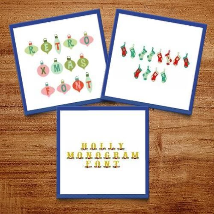 Classic Christmas Embroidery Font Bundle - Festive Script & Whimsical Monograms (3 Fonts) - BX font, PES & 12 formats