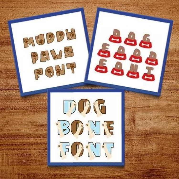 Dog Pack Embroidery Font Bundle - Playful Dog-Themed Decorative Alphabets (3 Fonts) - BX font, PES & 12 formats