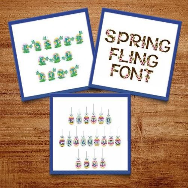Easter Time Pack Embroidery Font Bundle - Playful Colorful Lettering (3 Fonts) - BX font, PES & 12 formats
