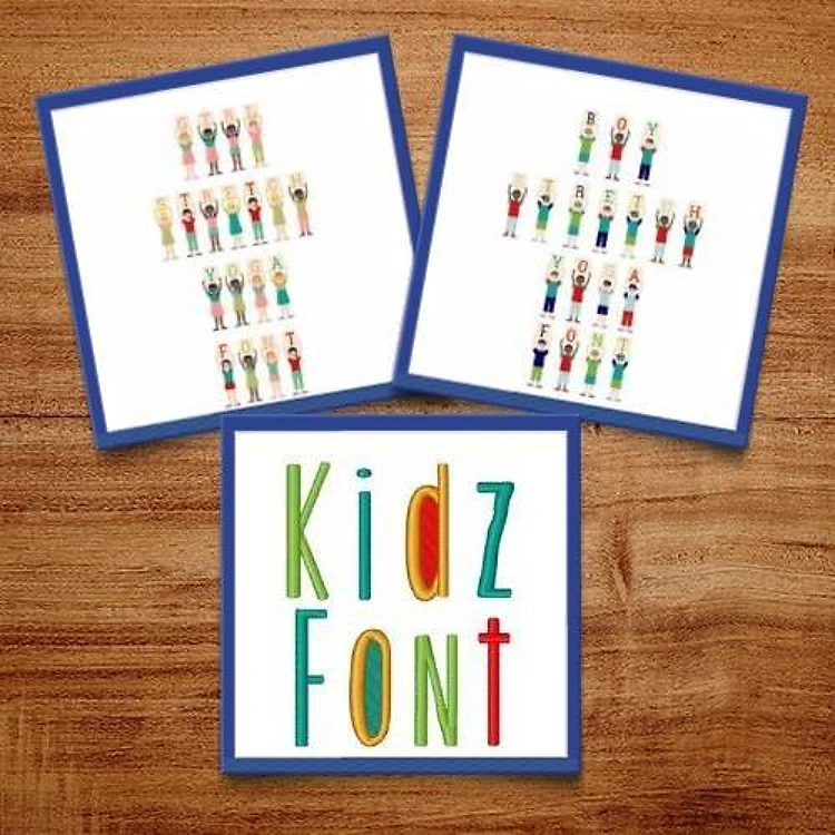Kid Font Pack Embroidery Font Bundle - Playful Children's Block & Decorative Styles (3 Fonts) - BX font, PES & 12 formats