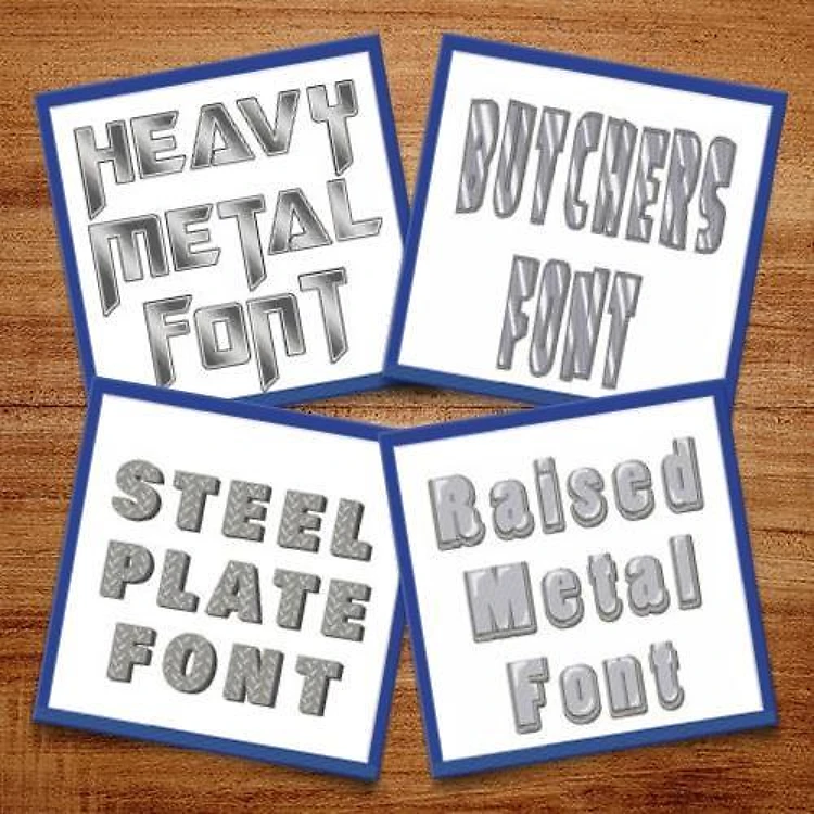 Metal Pack Embroidery Font Bundle - Bold Metal & Industrial Styles (4 Fonts) - BX font, PES & 12 formats